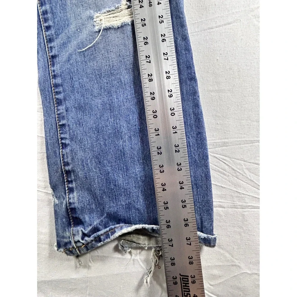 Aeropostale Mens Distressed Straight Leg Jeans‎ Blue Medium Wash Denim 33x27